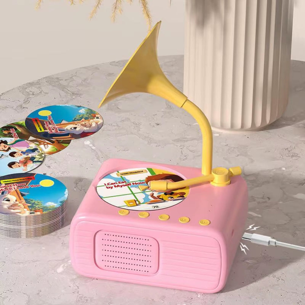 Children'S Phonograph Story Music Player Toddler Toys Kids Gramophone with 96 Cards Early Childhood Education Birthday Gift